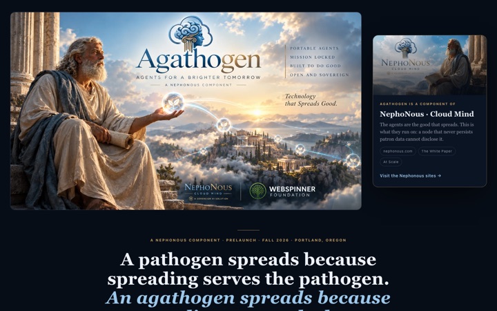 A screenshot of the Agathogen home page