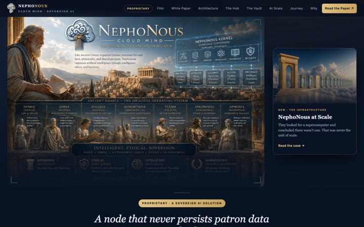 A screenshot of the NephoNous home page